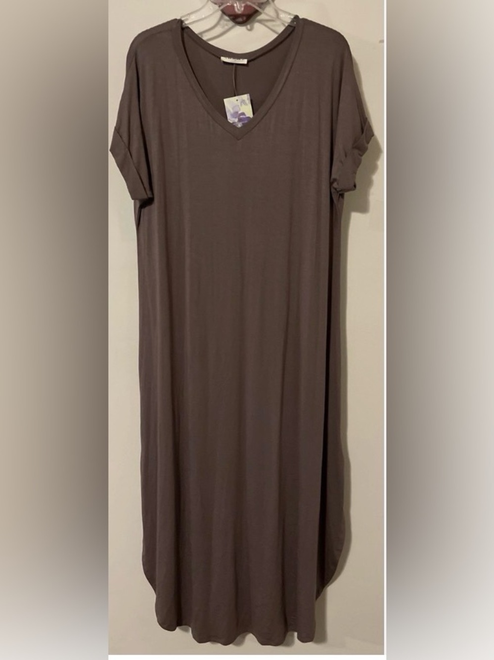 Ekouaer size Large dress/ lounge, charcoal grey with pockets - Picture 2 of 4